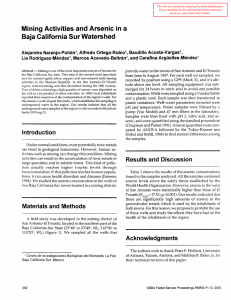 Mining Activities and Arsenic in Baja California Sur Watershed a