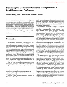 Increasing the Visibility of Watershed Management as a Land Management Profession Daniel