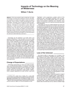 Impacts of Technology on the Meaning of Wilderness William T. Borrie