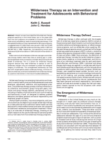 Wilderness Therapy as an Intervention and Treatment for Adolescents with Behavioral Problems