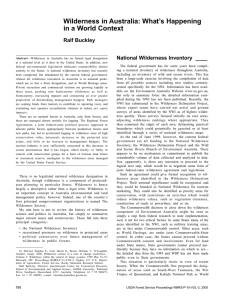 Wilderness in Australia: What’s Happening in a World Context Ralf Buckley