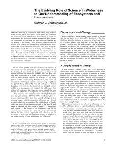 The Evolving Role of Science in Wilderness Landscapes Norman L. Christensen, Jr.