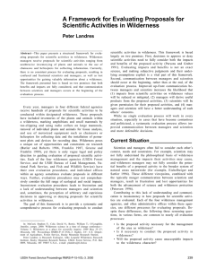 A Framework for Evaluating Proposals for Scientific Activities in Wilderness Peter Landres