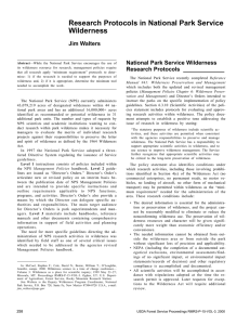 Research Protocols in National Park Service Wilderness Jim Walters National Park Service Wilderness