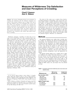 Measures of Wilderness Trip Satisfaction and User Perceptions of Crowding