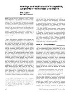 Meanings and Implications of Acceptability Judgments for Wilderness Use Impacts