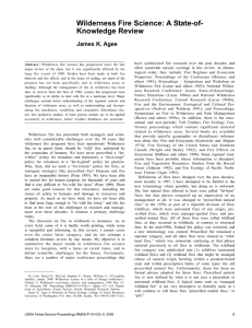 Wilderness Fire Science: A State-of- Knowledge Review James K. Agee