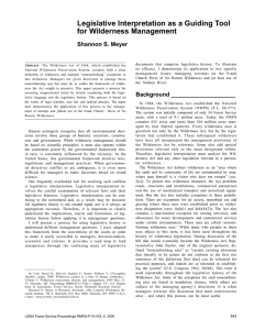 Legislative Interpretation as a Guiding Tool for Wilderness Management Shannon S. Meyer