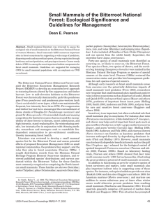 Small Mammals of the Bitterroot National Forest: Ecological Significance and