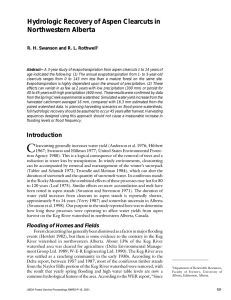 Hydrologic Recovery of Aspen Clearcuts in Northwestern Alberta