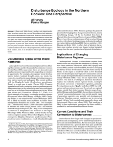 Disturbance Ecology in the Northern Rockies: One Perspective Al Harvey Penny Morgan