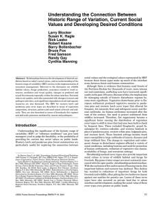 Understanding the Connection Between Historic Range of Variation, Current Social