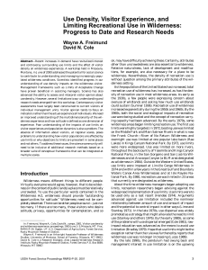 Use Density, Visitor Experience, and Limiting Recreational Use in Wilderness: