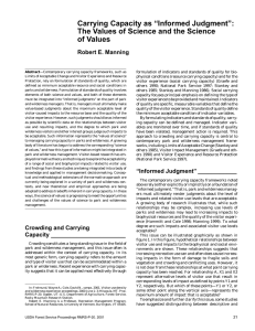 Carrying Capacity as “Informed Judgment”: of Values Robert E. Manning