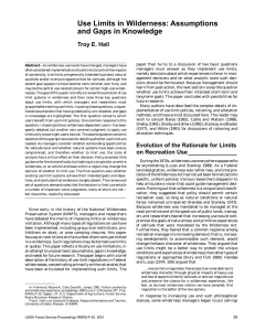 Use Limits in Wilderness: Assumptions and Gaps in Knowledge Troy E. Hall