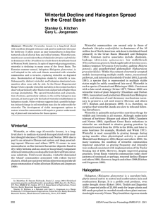 Winterfat Decline and Halogeton Spread in the Great Basin Stanley G. Kitchen