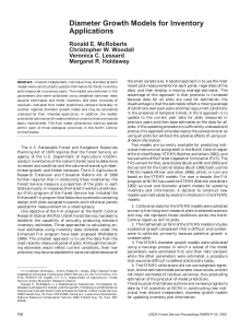 Diameter Growth Models for Inventory Applications Ronald E. McRoberts Christopher W. Woodall