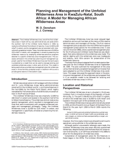 Planning and Management of the Umfolozi Wilderness Area in KwaZulu-Natal, South