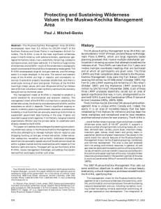 Protecting and Sustaining Wilderness Values in the Muskwa-Kechika Management Area Paul J. Mitchell-Banks