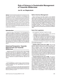 Role of Science in Sustainable Management of Yosemite Wilderness Native American Management