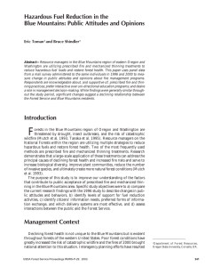 Hazardous Fuel Reduction in the Blue Mountains: Public Attitudes and Opinions