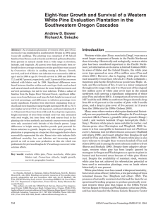 Eight-Year Growth and Survival of a Western Southwestern Oregon Cascades