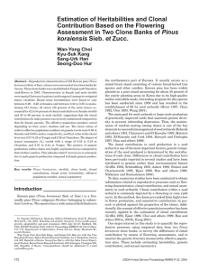 Estimation of Heritabilities and Clonal Contribution Based on the Flowering Pinus koraiensis