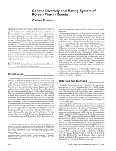 Genetic Diversity and Mating System of Korean Pine in Russia Vladimir Potenko