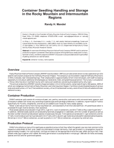 Container Seedling Handling and Storage in the Rocky Mountain and Intermountain Regions
