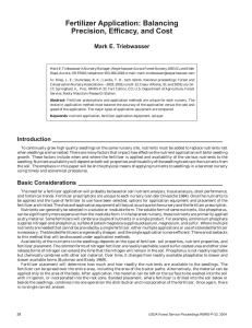 Fertilizer Application: Balancing Precision, Efficacy, and Cost Mark E. Triebwasser