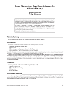 Panel Discussion: Seed Supply Issues for Vallonia Nursery Robert Hawkins Philip O’Connor