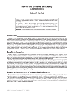 Needs and Benefits of Nursery Accreditation Robert P. Karrfalt