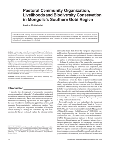 Pastoral Community Organization, Livelihoods and Biodiversity Conservation in Mongolia’s Southern Gobi Region