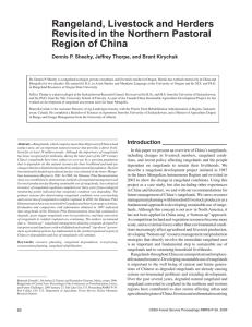 Rangeland, Livestock and Herders Revisited in the Northern Pastoral Region of China Dennis	P.	Sheehy,	Jeffrey	Thorpe,	and	Brant	Kirychuk