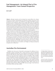 Fuel Management—An Integral Part of Fire Management: Trans-Tasman Perspective Jim Gould