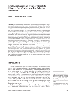 Employing Numerical Weather Models to Predictions Joseph J. Charney