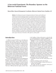 A Successful Experiment: The Boundary Spanner on the Bitterroot National Forest