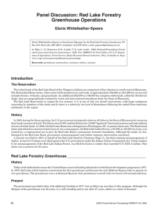 Panel Discussion: Red Lake Forestry Greenhouse Operations Gloria Whitefeather-Spears