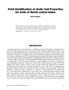 Field Identification of Andic Soil Properties for Soils of North-central Idaho