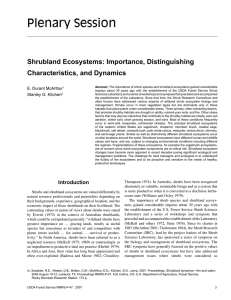 Plenary Session Shrubland Ecosystems: Importance, Distinguishing Characteristics, and Dynamics E. Durant McArthur