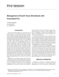 Fire Session Management of South Texas Shrublands with Prescribed Fire Introduction