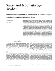Water and Ecophysiology Session Germination Responses to Temperature in Three