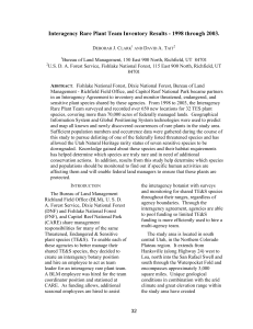 Interagency Rare Plant Team Inventory Results - 1998 through 2003.