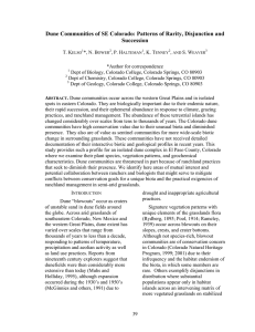 Dune Communities of SE Colorado: Patterns of Rarity, Disjunction and Succession