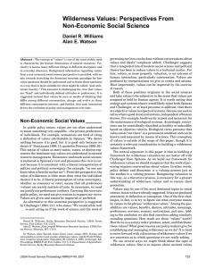 Wilderness Values: Perspectives From Non-Economic Social Science Daniel R. Williams Alan E. Watson
