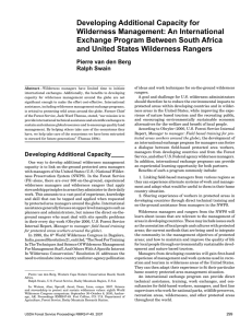 Developing Additional Capacity for Wilderness Management: An International