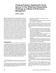 Tracking Progress: Applying the Forest Service 10 Year Wilderness Stewardship