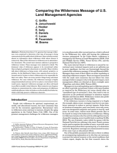 Comparing the Wilderness Message of U.S. Land Management Agencies C. Griffin S. Januchowski