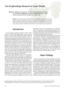 Tree Ecophysiology Research at Taylor Woods Thomas E. Kolb, AZ;