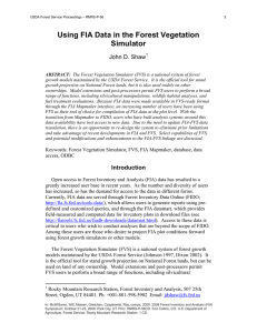 Using FIA Data in the Forest Vegetation Simulator John D. Shaw